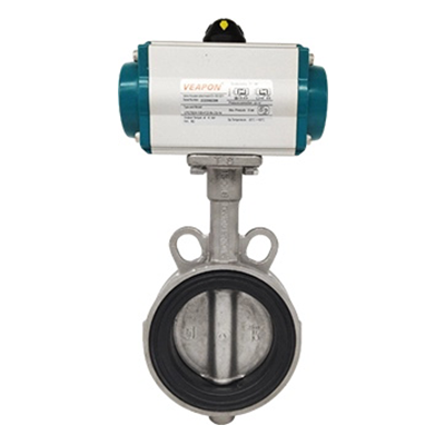 Válvula de borboleta de aço inoxidável pneumática