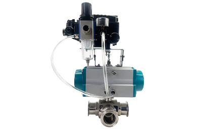 Válvula de esfera de 3 vias pneumática com posicionador