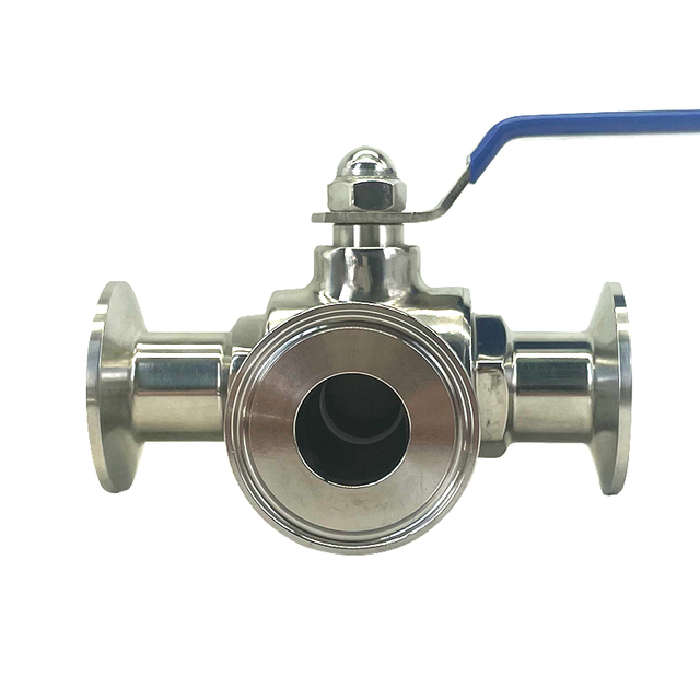 Válvula manual de esfera sanitária de 3 vias 