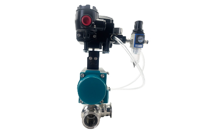 Válvula de esfera de 3 vias pneumática com posicionador