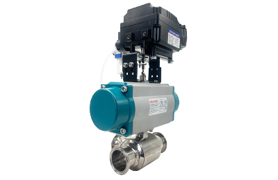 Válvula de esfera de 3 vias pneumática com posicionador